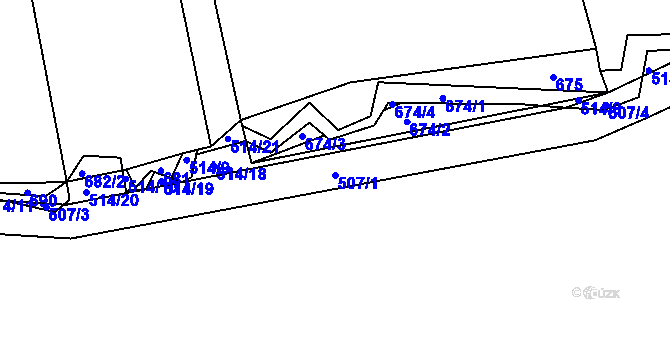 Parcela st. 507/1 v KÚ Jesenice u Rakovníka, Katastrální mapa