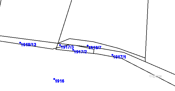 Parcela st. 1918/7 v KÚ Jesenice u Rakovníka, Katastrální mapa