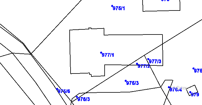 Parcela st. 977/1 v KÚ Jesenice u Rakovníka, Katastrální mapa