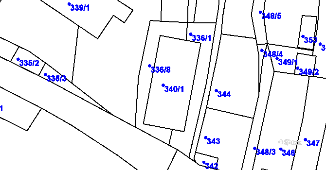 Parcela st. 340/1 v KÚ Jesenice u Rakovníka, Katastrální mapa