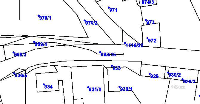 Parcela st. 883/15 v KÚ Jesenice u Rakovníka, Katastrální mapa