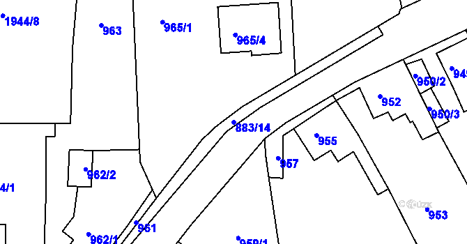 Parcela st. 883/14 v KÚ Jesenice u Rakovníka, Katastrální mapa