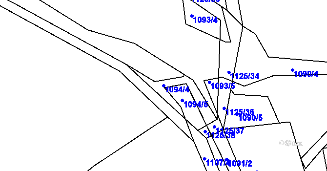 Parcela st. 1094/4 v KÚ Jesenice u Rakovníka, Katastrální mapa