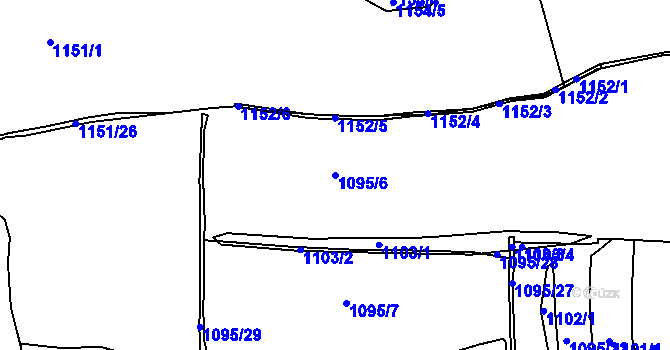 Parcela st. 1095/6 v KÚ Jesenice u Rakovníka, Katastrální mapa