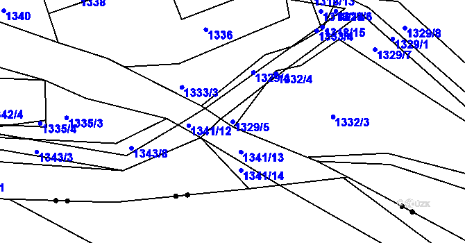 Parcela st. 1329/5 v KÚ Jesenice u Rakovníka, Katastrální mapa