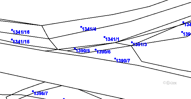 Parcela st. 1390/6 v KÚ Jesenice u Rakovníka, Katastrální mapa