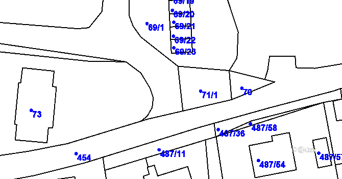 Parcela st. 71/3 v KÚ Jesenice u Rakovníka, Katastrální mapa