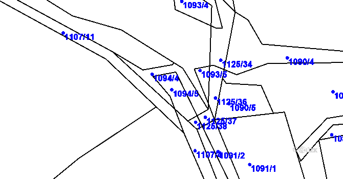 Parcela st. 1094/5 v KÚ Jesenice u Rakovníka, Katastrální mapa
