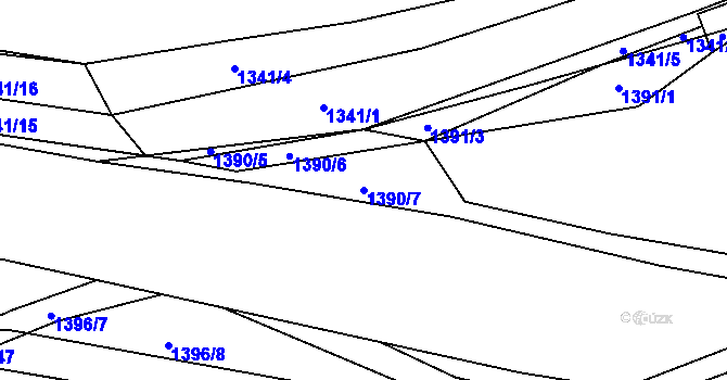 Parcela st. 1390/7 v KÚ Jesenice u Rakovníka, Katastrální mapa