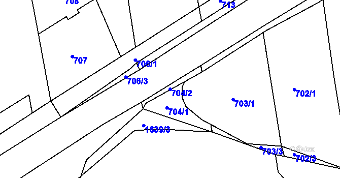 Parcela st. 704/2 v KÚ Jesenice u Rakovníka, Katastrální mapa