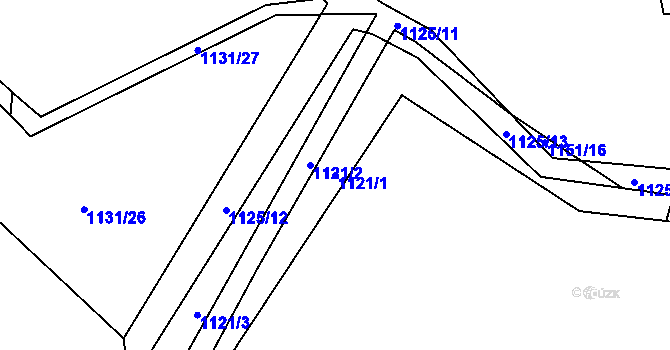 Parcela st. 1121/1 v KÚ Jesenice u Rakovníka, Katastrální mapa
