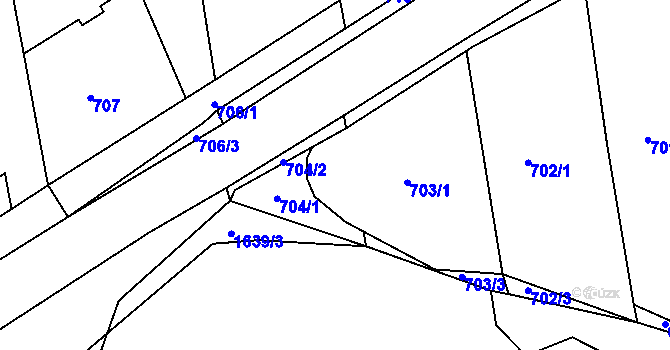 Parcela st. 704/3 v KÚ Jesenice u Rakovníka, Katastrální mapa