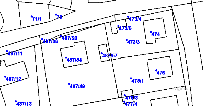 Parcela st. 487/57 v KÚ Jesenice u Rakovníka, Katastrální mapa