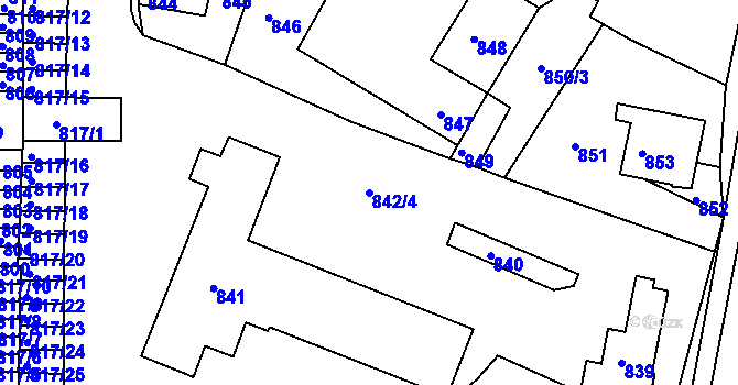 Parcela st. 842/4 v KÚ Jesenice u Rakovníka, Katastrální mapa