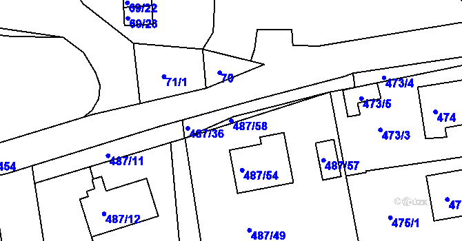 Parcela st. 487/58 v KÚ Jesenice u Rakovníka, Katastrální mapa