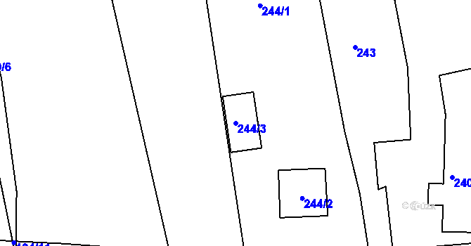 Parcela st. 244/3 v KÚ Jesenice u Rakovníka, Katastrální mapa
