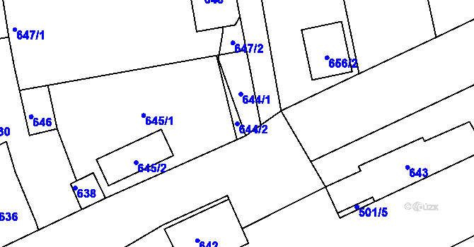 Parcela st. 644/2 v KÚ Jesenice u Rakovníka, Katastrální mapa