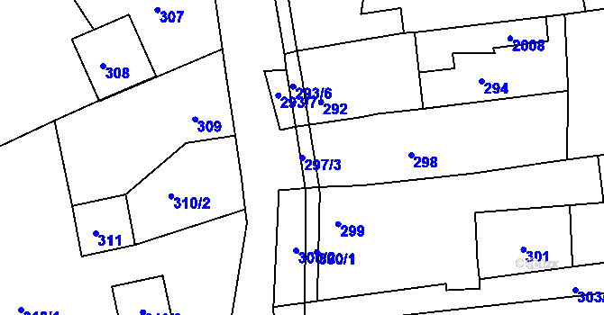 Parcela st. 297/3 v KÚ Jesenice u Rakovníka, Katastrální mapa