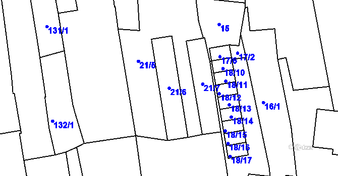 Parcela st. 21/6 v KÚ Jesenice u Rakovníka, Katastrální mapa