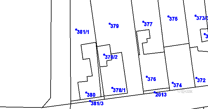 Parcela st. 378/2 v KÚ Jesenice u Rakovníka, Katastrální mapa