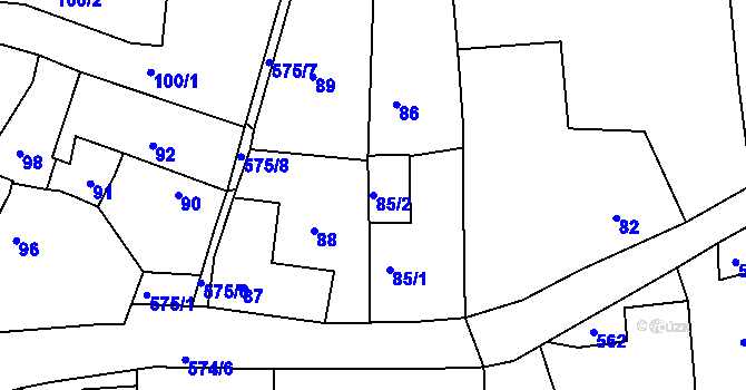 Parcela st. 85/2 v KÚ Jesenice u Rakovníka, Katastrální mapa