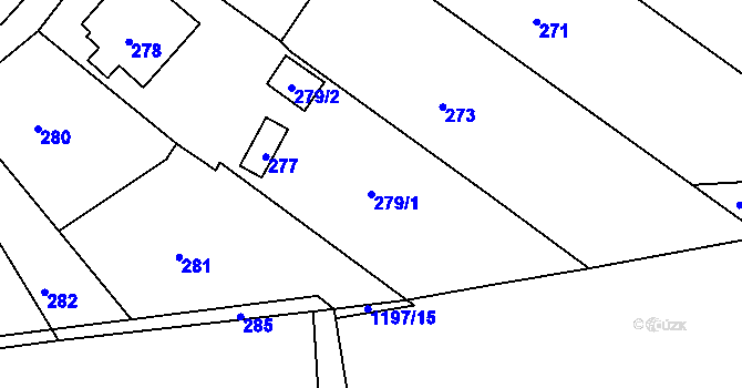 Parcela st. 279/1 v KÚ Jesenice u Rakovníka, Katastrální mapa