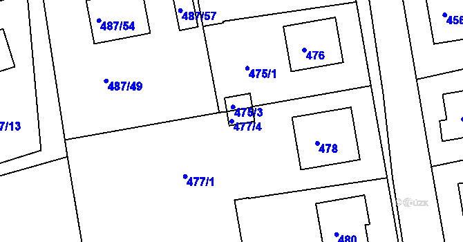 Parcela st. 477/4 v KÚ Jesenice u Rakovníka, Katastrální mapa