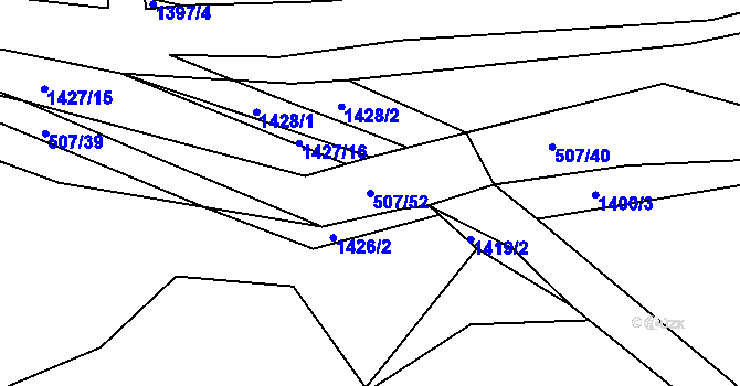 Parcela st. 507/52 v KÚ Jesenice u Rakovníka, Katastrální mapa