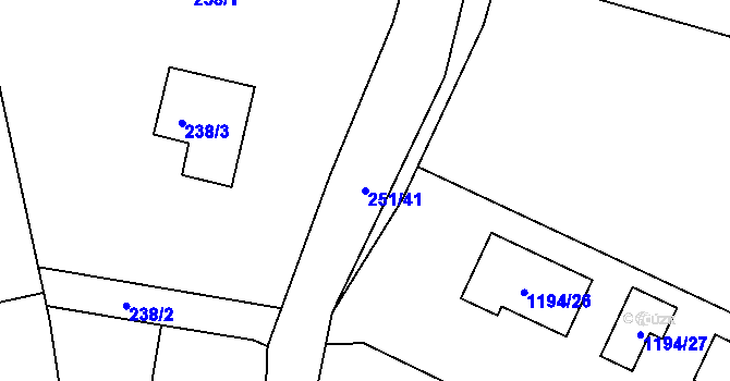 Parcela st. 251/41 v KÚ Jesenice u Rakovníka, Katastrální mapa
