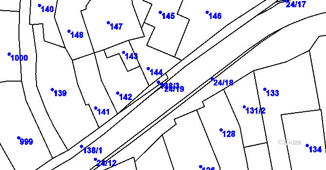 Parcela st. 24/19 v KÚ Jesenice u Rakovníka, Katastrální mapa
