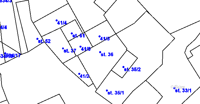 Parcela st. 36 v KÚ Soseň, Katastrální mapa