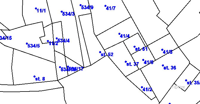 Parcela st. 52 v KÚ Soseň, Katastrální mapa