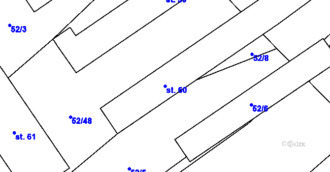 Parcela st. 60 v KÚ Soseň, Katastrální mapa