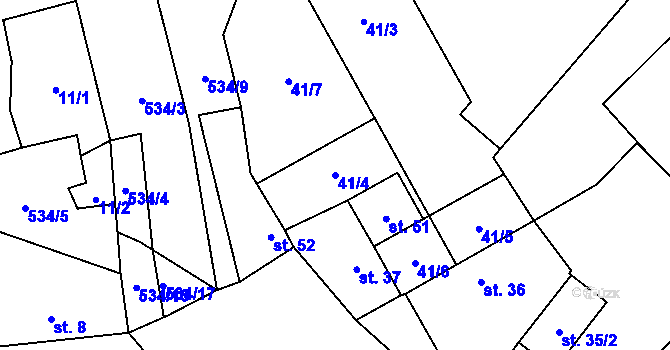 Parcela st. 41/4 v KÚ Soseň, Katastrální mapa