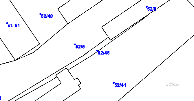Parcela st. 52/45 v KÚ Soseň, Katastrální mapa
