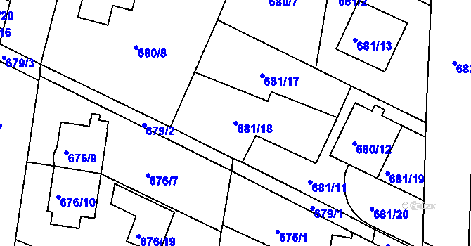 Parcela st. 681/18 v KÚ Jeseník, Katastrální mapa