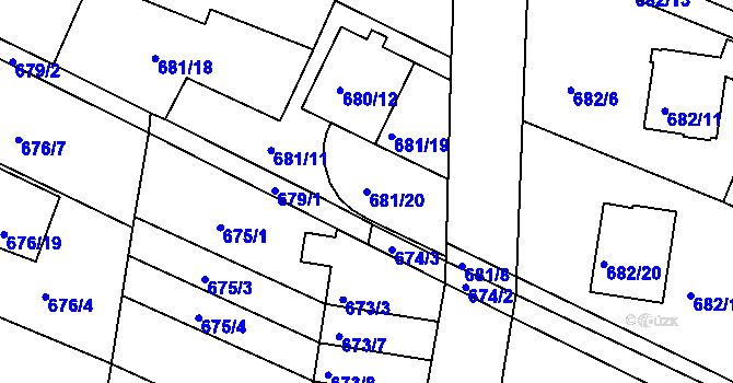 Parcela st. 681/20 v KÚ Jeseník, Katastrální mapa