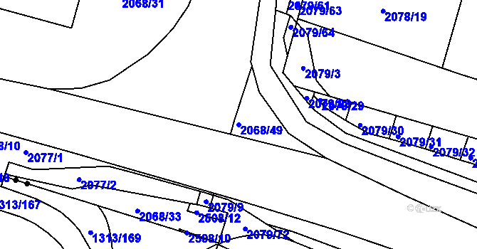 Parcela st. 2068/49 v KÚ Jeseník, Katastrální mapa