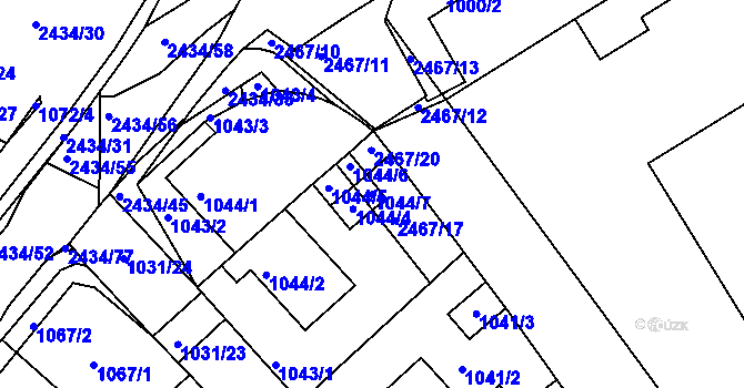 Parcela st. 1044/7 v KÚ Jeseník, Katastrální mapa
