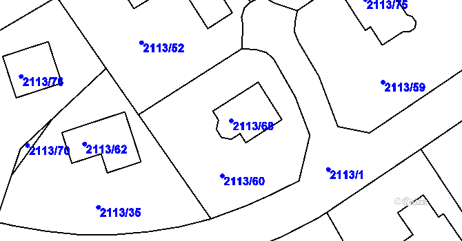 Parcela st. 2113/68 v KÚ Jeseník, Katastrální mapa