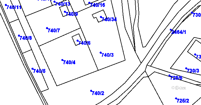 Parcela st. 740/3 v KÚ Jeseník, Katastrální mapa