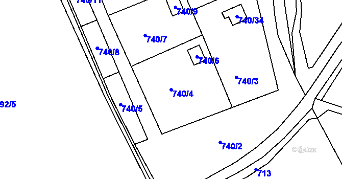 Parcela st. 740/4 v KÚ Jeseník, Katastrální mapa