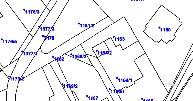 Parcela st. 1164/2 v KÚ Jeseník, Katastrální mapa