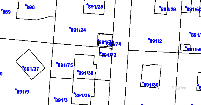 Parcela st. 891/72 v KÚ Jeseník, Katastrální mapa