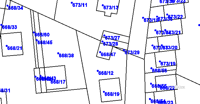 Parcela st. 668/47 v KÚ Jeseník, Katastrální mapa