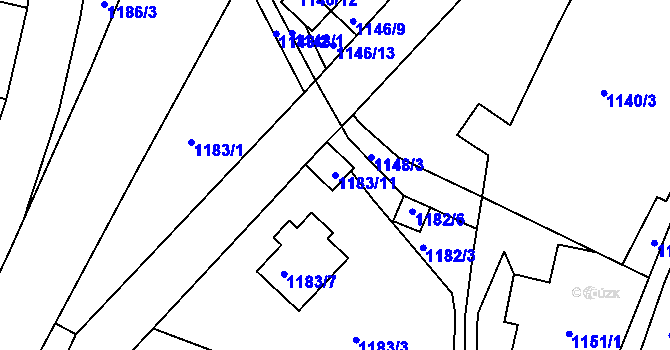Parcela st. 1183/11 v KÚ Jeseník, Katastrální mapa