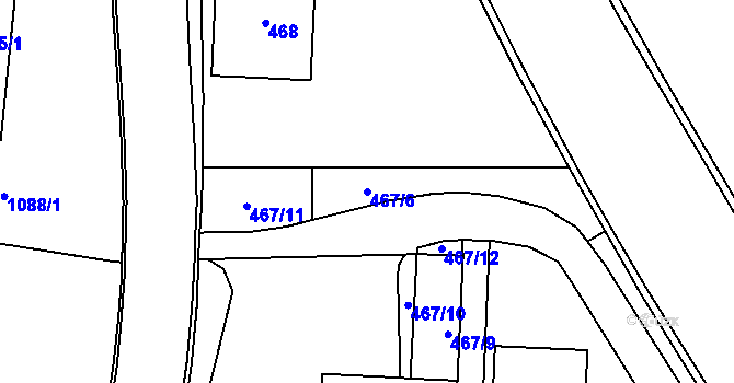 Parcela st. 467/6 v KÚ Jeseník, Katastrální mapa