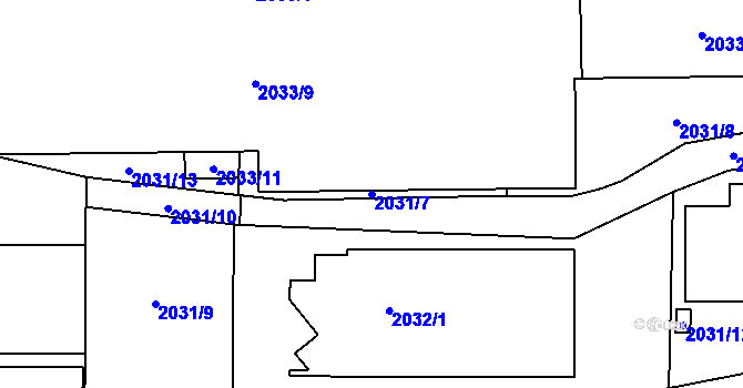 Parcela st. 2031/7 v KÚ Jeseník, Katastrální mapa