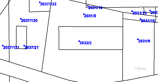 Parcela st. 2032/2 v KÚ Jeseník, Katastrální mapa