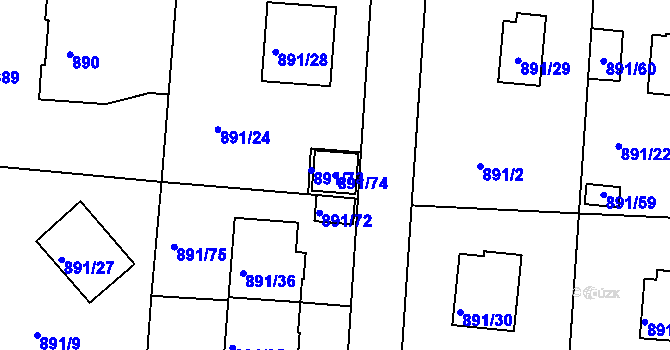 Parcela st. 891/74 v KÚ Jeseník, Katastrální mapa